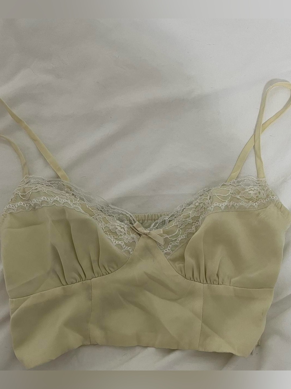 Princess Polly Lace-Trim Top in Pale Yellow